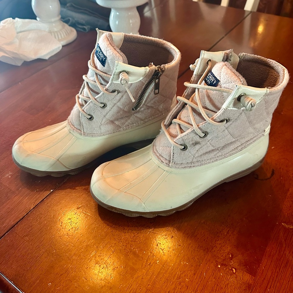 Sperry Duck Boots Quilted Wool Topsiders Ladies Size 8
